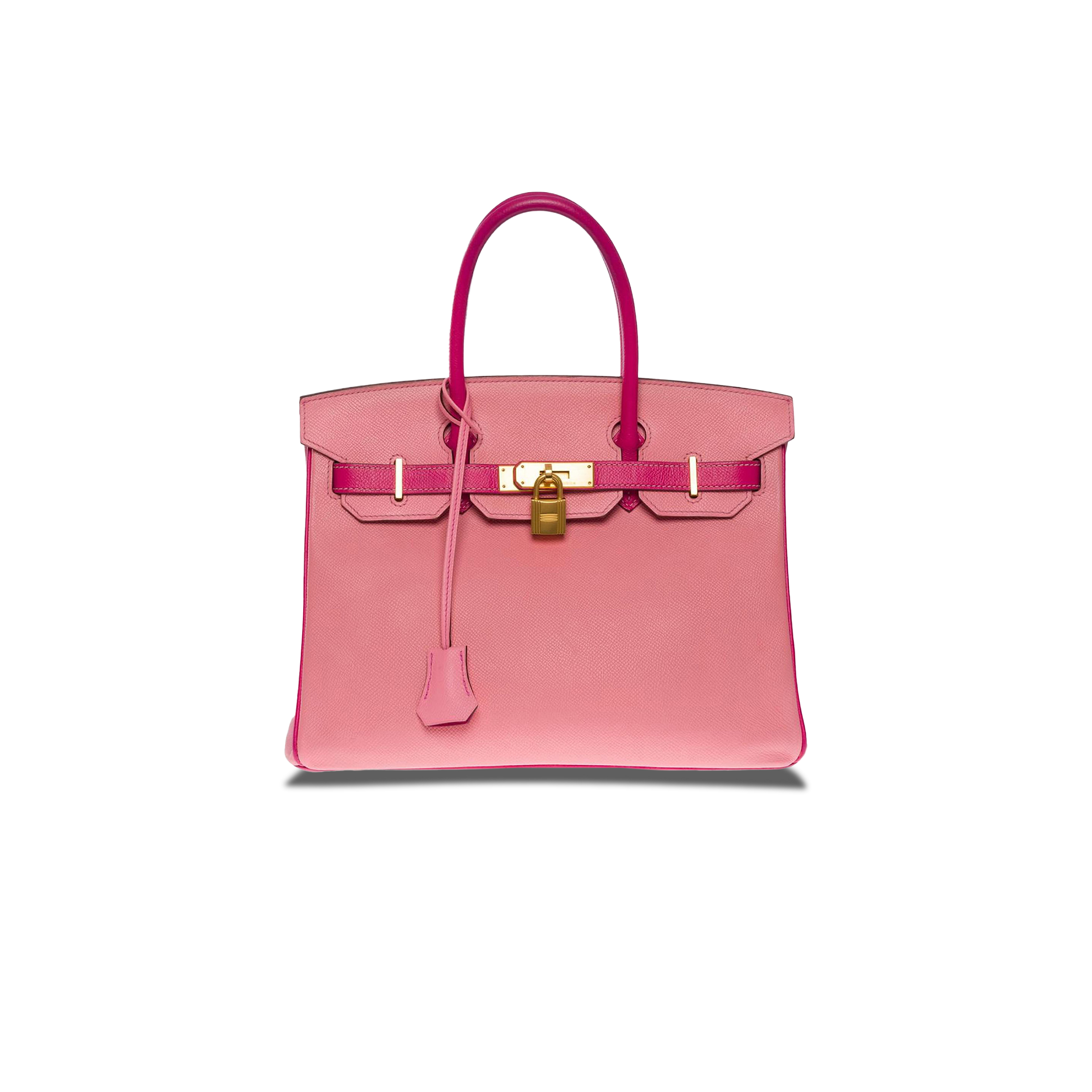 HERMES MASTER BIRKIN 30 TOGO LEATHER CHERRY PINK AND PEACH HORSESHOE ENGRAVED GOLD BUCKLE HANDBAG 101220 (30*23*15cm)